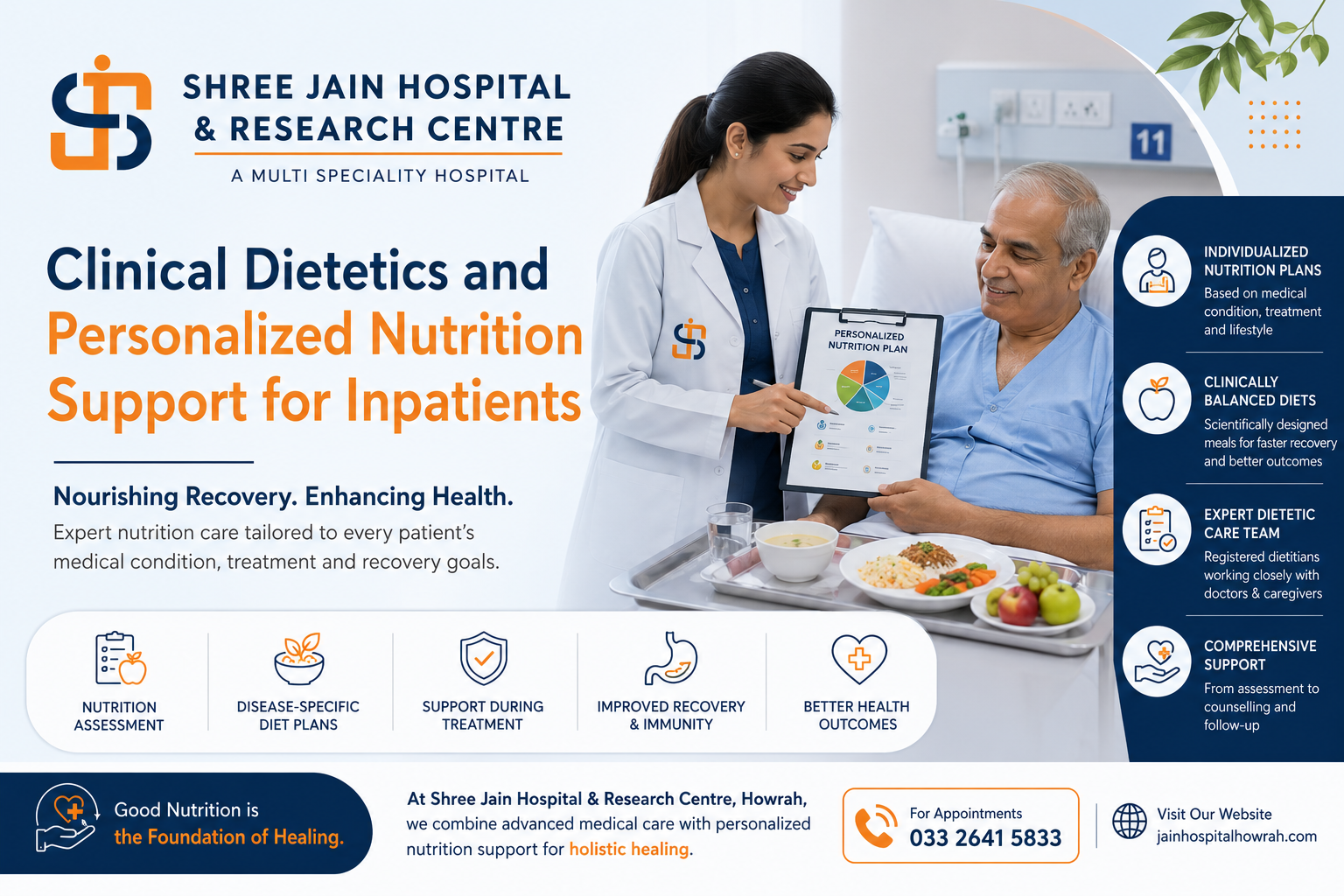 Read more about the article Clinical Dietetics and Personalized Nutrition Support for Inpatients at the Best Hospital in Howrah